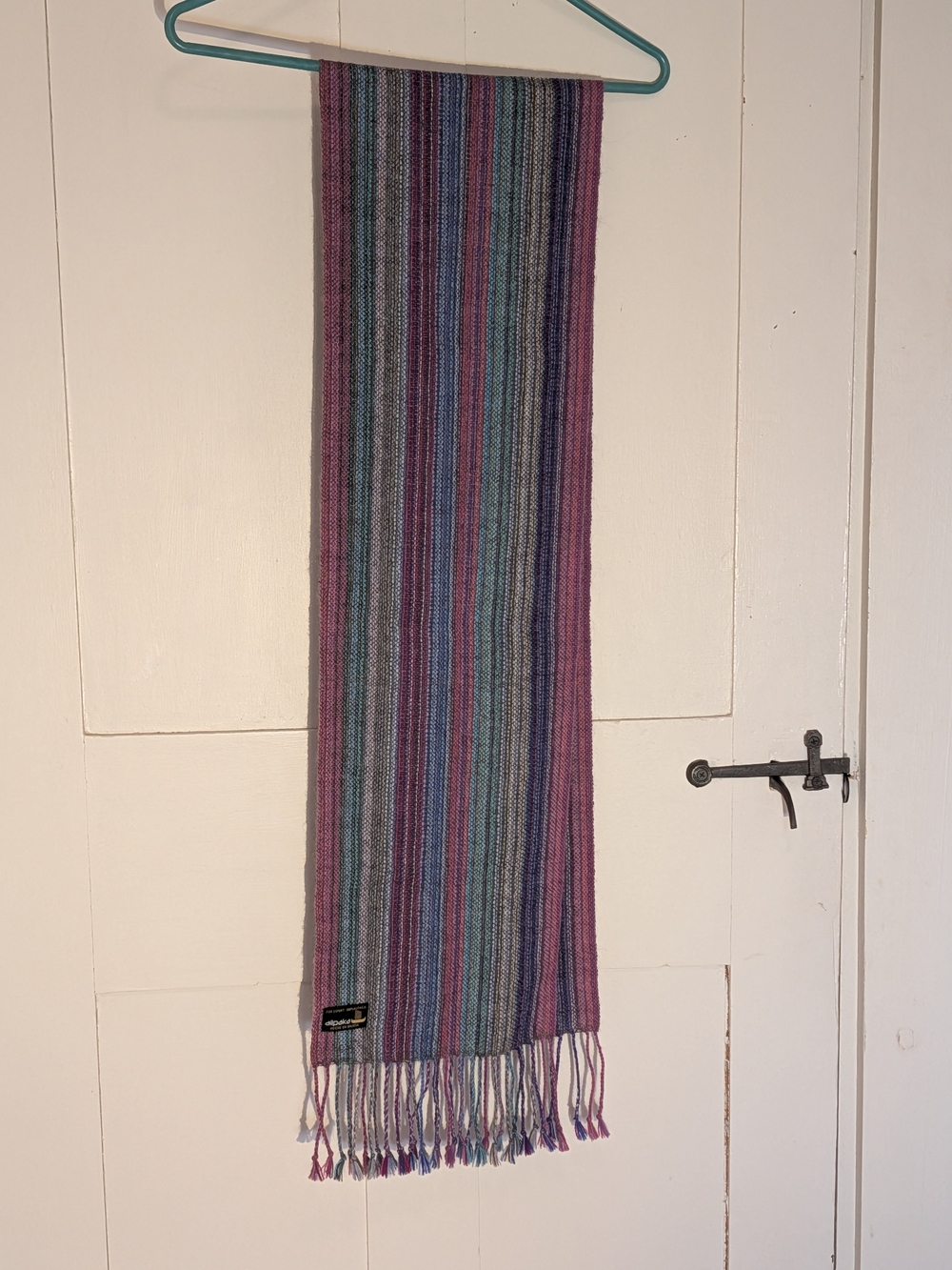 Allpaka Alpaca Scarf Striped Pastels Grey Woven Unisex Soft Warm Bolivia Chic